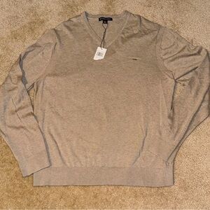 Michael Kors Gray V-Neck Sweater Lightweight Knit